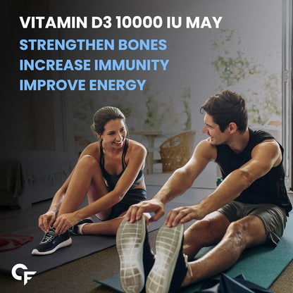 Carbamide Forte Vitamin d3 10000iu | Chewable Vitamin D Tablets | D3 Supplement for Bone & Immunity | Vitamin D3 Supplement for Women & Men | Orange Flavour - 60 Tablets