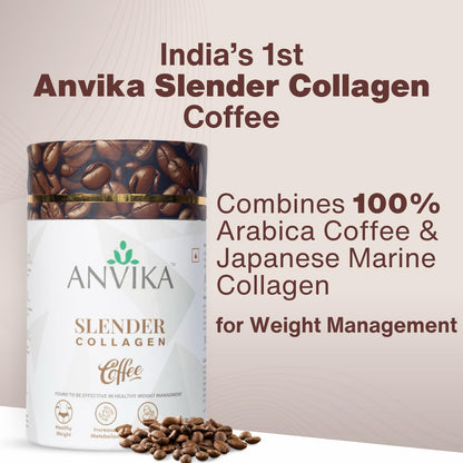 Anvika Slender Collagen Coffee with Marine Collagen Peptides, Garcinia Cambogia & L-Carnitine | Supports Weight Management, Boost Metabolism | Real Coffee Flavor | 150g