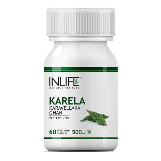 INLIFE Karela Extract Supplement Tablet 500 mg - 60 Vegetarian Capsules (Pack of