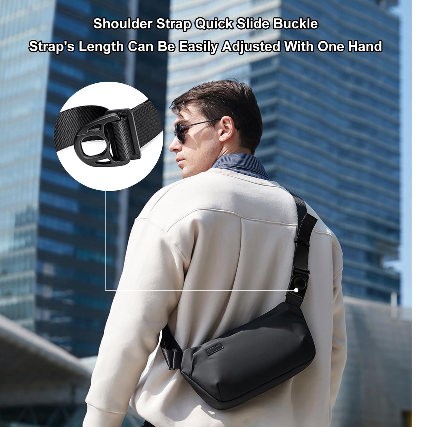 Arctic Hunter Sling Bag for Men Crossbody Small 3.8L Compact Side Bag for upto 8" iPad Pocket Chest Bag One Shoulder Cross Bag Lightweight Passport Mobile Bag for Office Casual,Black