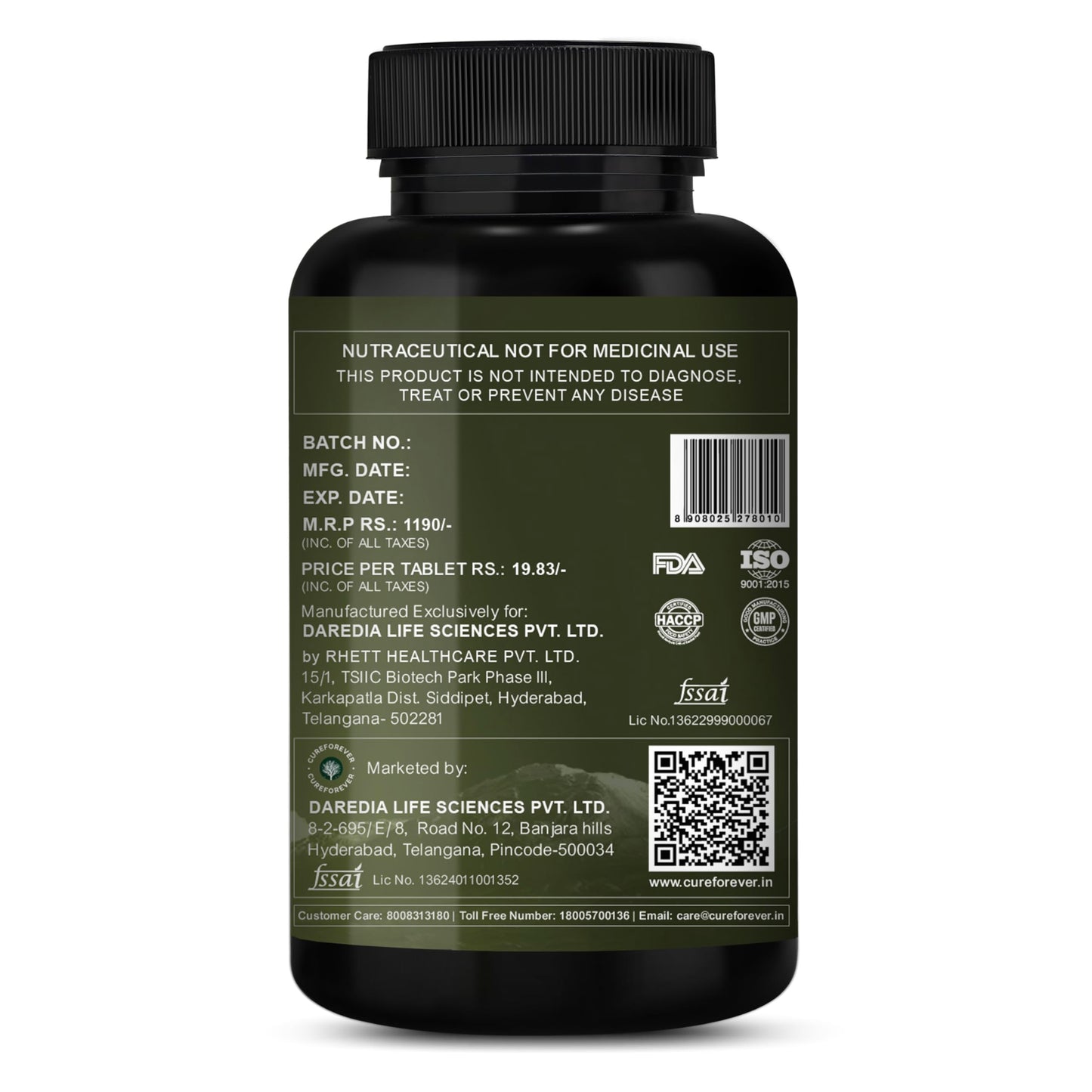 CUREFOREVER Ashwagandha Supplement 1200mg - 60 Tablets for Men & Women,- image 4