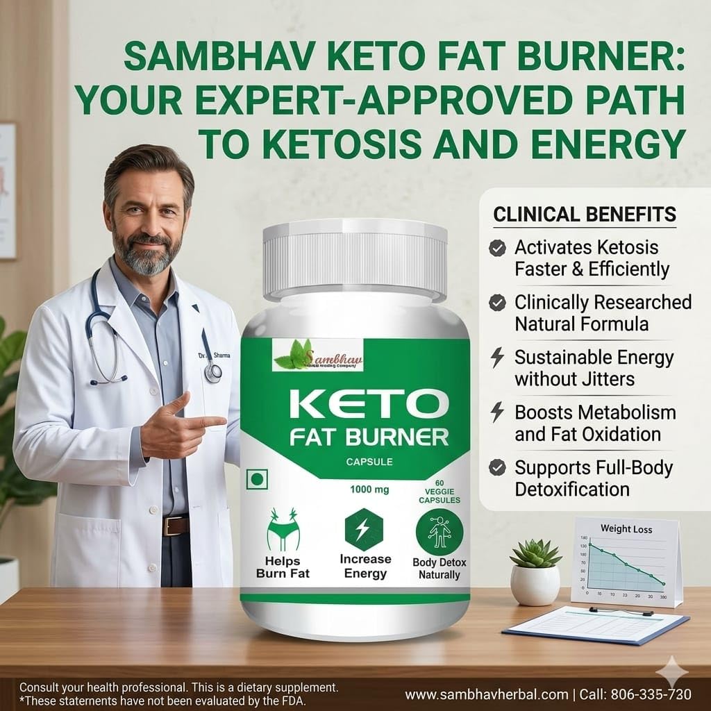 Sambhav Keto Fat Burner Capsules, 1000mg, Green Coffee Extract, Garcinia Cambogia, Green Tea Extract, Weight Management & Metabolism Support, 60 Capsules
