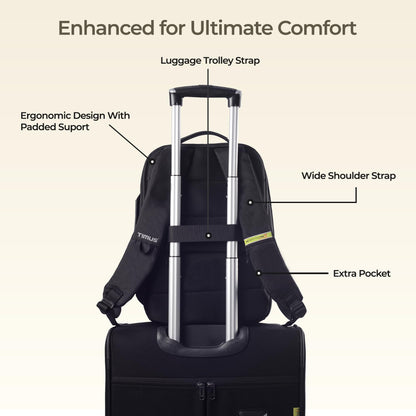 Timus Paris Black Professional Laptop Bag for Men & Women 23 L with 15.6 Inch Laptop Compartment | Water resistant with USB Port Anti-Theft Backpack| Premium Polyester Fabric