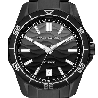 Armani Exchange Stainless Steel Analog Gray Dial Men Watch-Ax1952, Black Band