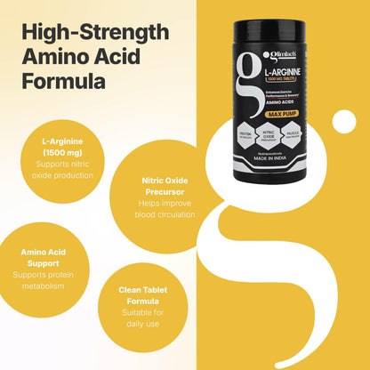 GLIMLACH L Arginine 1500mg Tablets | Dietary Supplement for Men and Women | High-Potency Amino Acid | Easy-to-Take Tablets for Daily Health, Nutrition, Energy, and Wellness | 120 Tablets