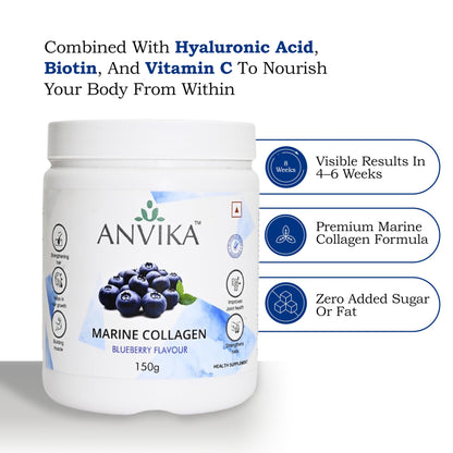 Marine Collagen Peptides Supplement, Blueberry Flavour, 150g