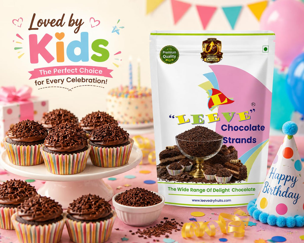 Leeve Chocolate Strands Vermicelli 400g | Chocolate Sprinkles for Cake Decoration | Ice Cream Topping | Dessert Garnish | Bakery Style Decorating Ingredient