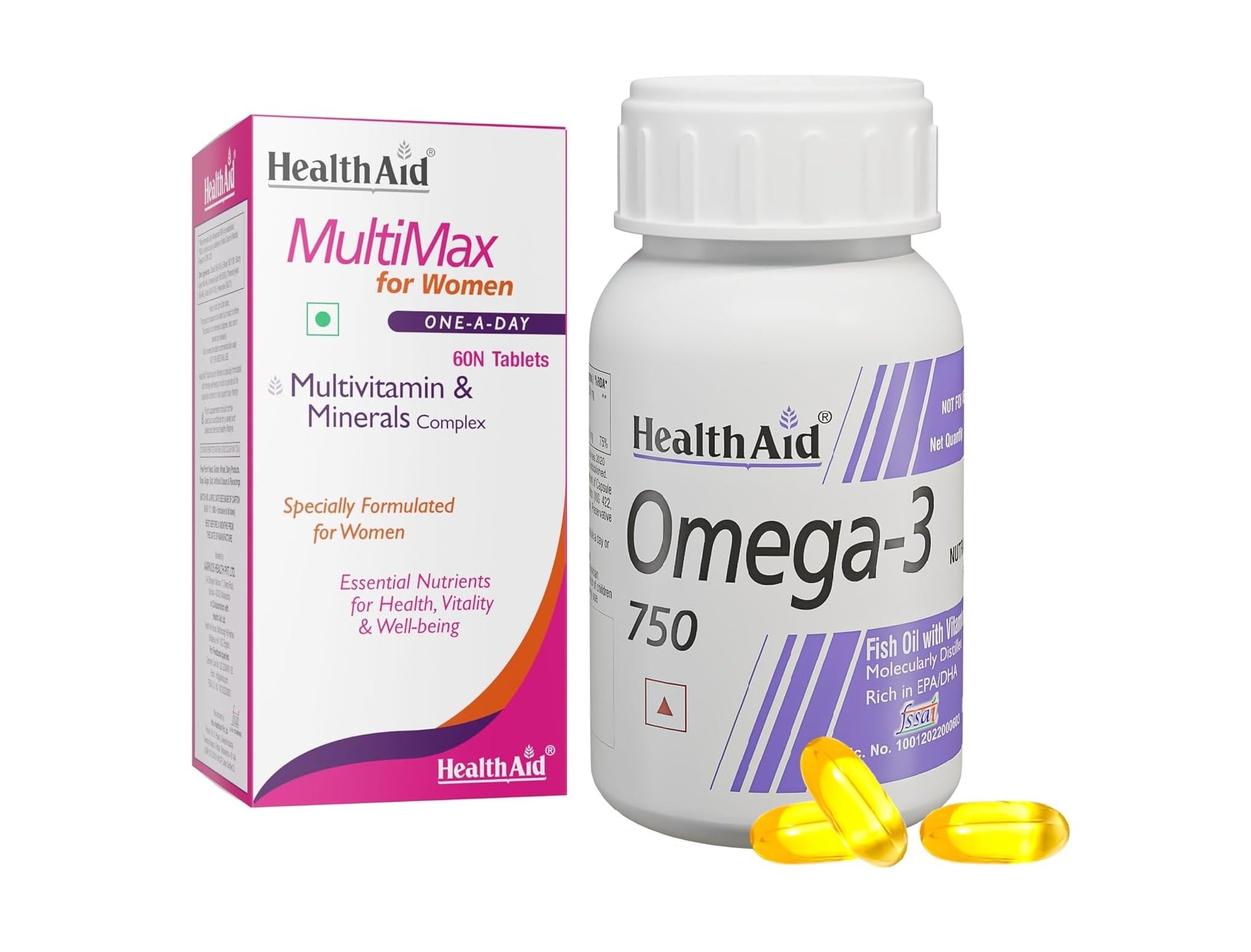 HealthAid Omega 3 Caps & MultiMax Multivitamin for Women Tabs