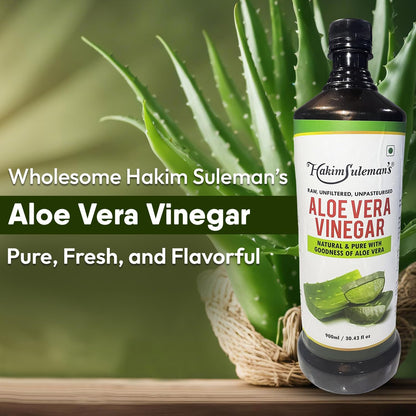 Hakim Suleman's Aloe Vera Vinegar – Organic, Natural Detox & Digestive Support, 100% Pure, Healthy Skin & Hair Care Supplement - 900 ml