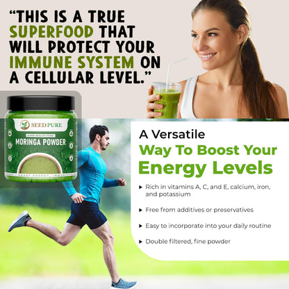 Seedpure Moringa Leaf Powder, 250g – Natural Superfood for Daily Nutrition – Herbal Supplement for Skin, Hair & General Wellness