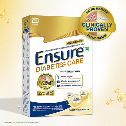 Ensure Diabetes Care Vanilla 375gm |Support Blood Sugar, Weight Management, Cholestrol Reduction |High Protein, High Fibre, 4 Myo-inositol |Zero Added Sucrose