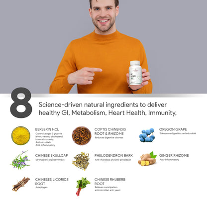 Autoimmunity Care Gut Cleanse | Berberine HCL & Herbal Blend for Gut Health, Sugar Control, Immunity, Liver Detox & Metabolism Support | 60 Capsules
