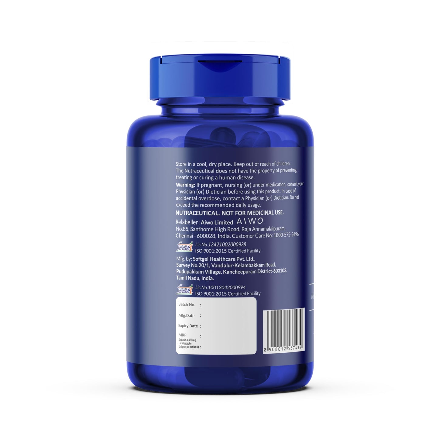 AIWO Ultimate Omega 3 Triple Strength Fish Oil Capsules for Men & Women, 1000 mg with 460 mg EPA & 380 mg DHA, 60 Softgels, Burp-Free Formula, Supports Heart, Brain, Joints & Eye Health