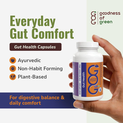 Goodness of Green Gut Health Capsules, 14 Powerful Herbs, Supports Smooth Digestion, Reduces Gas & Bloating, Improves Nutrient Absorption, and Strengthens Gut Immunity, 30 Veg Capsules