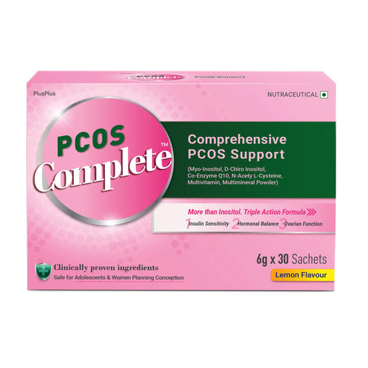 PLUSPLUS PCOS Complete™ | PCOS Supplement & PCOS Drink for Women | Myo-Inositol 2000mg, D-Chiro Inositol (40:1), NAC, CoQ10 | Weight Management, Hormonal Balance, Period Cycle, Skin & Hair | 30 Sachets |