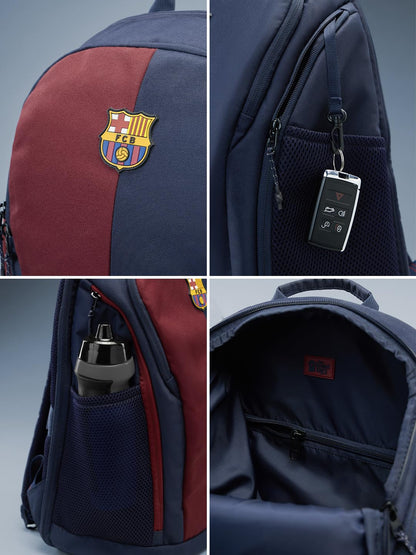 The Souled Store FCB Legacy Backpack – Official FC Barcelona Red & Blue 24L Laptop & College Bag, Travel Daypack for Men & Women