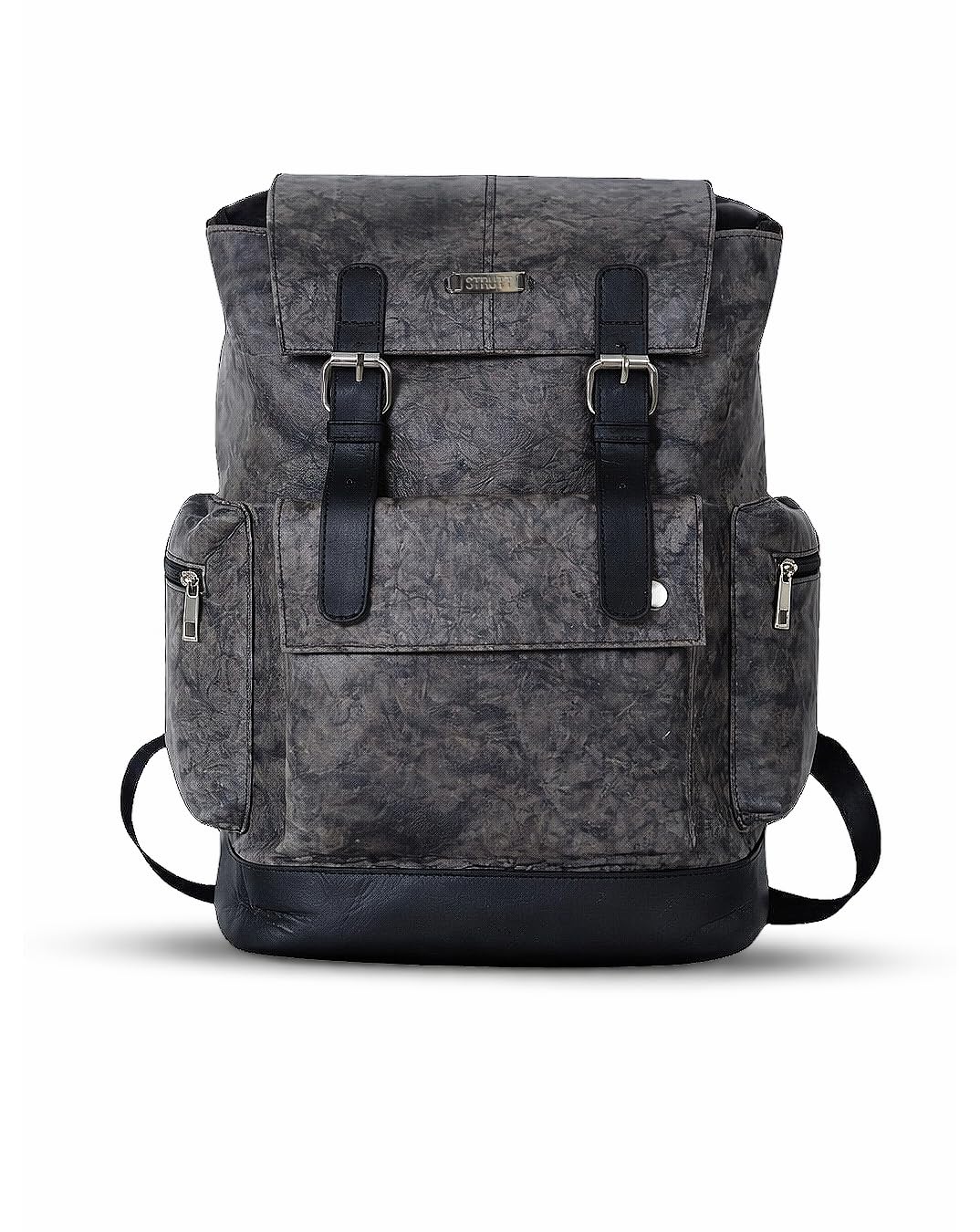 STRUTT Barcelona Leather Travel Backpack for Men & Women – Grunge Grey Laptop Backpack | 16L Capacity | Fits up to 17 Inch Laptop | Stylish Durable Backpack for Office, Travel & Daily Use
