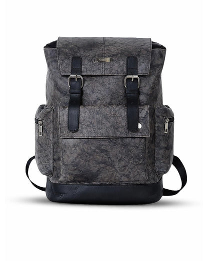 STRUTT Barcelona Leather Travel Backpack for Men & Women – Grunge Grey Laptop Backpack | 16L Capacity | Fits up to 17 Inch Laptop | Stylish Durable Backpack for Office, Travel & Daily Use