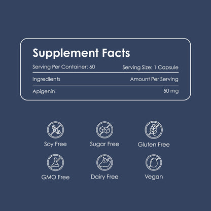 GATACA Apigenin 50 mg | Potent Flavonoid Sleep Support Supplement | Relaxation & Stress Relief | High Absorption Natural Extract | Vegan Non-GMO Capsules | 60 Veg Capsules