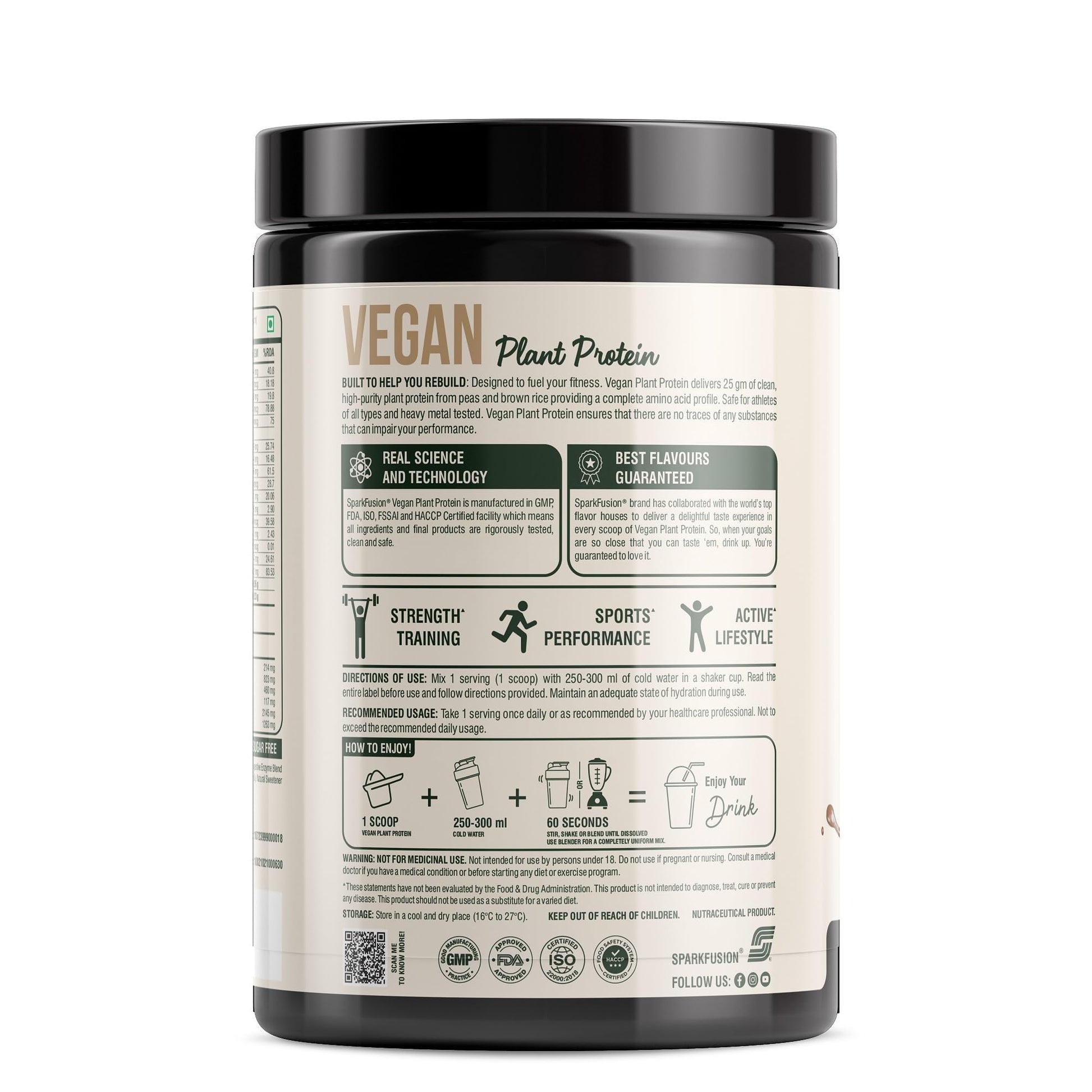 Sparkfusion Vegan Plant Protein Powder|Organic Isolated Pea & Brown Ric- image 3