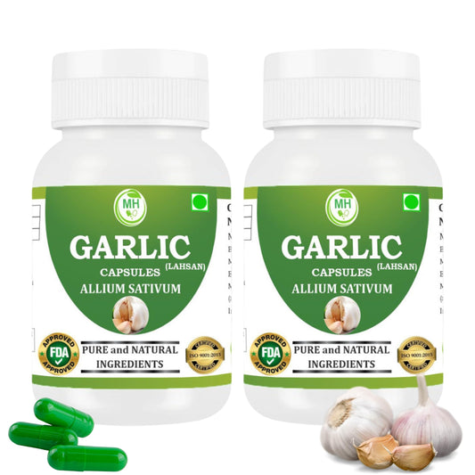 MORSAN HEALTHCARE Garlic Capsules 500mg – 60 Count | 2 Pack | Vegetarian | Organic | Gluten Free | Plant-Based | Herbal Supplement | No Artificial Additives