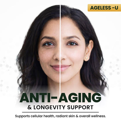 Amrithya Ageless-U Ayurvedic Healthy Aging Tablets for Men & Women | Amla Ashwagandha Turmeric Acerola Cherry Supplement | Skin Health Immunity & Vitality Support | 60 Count
