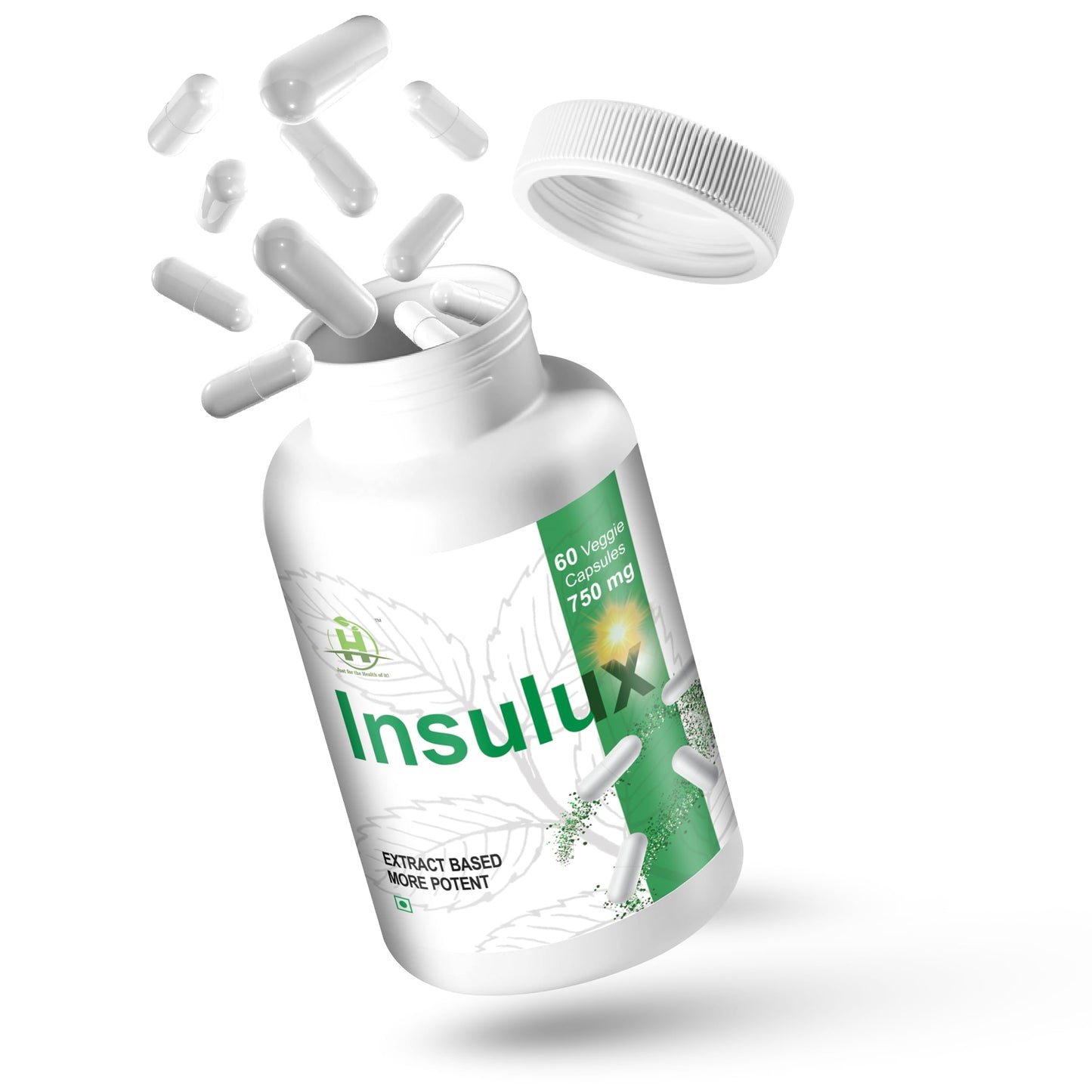 Healthy Nutrition - Just for the Health of it Insulux Blood Sugar Supplements Supports Overall Health 750Mg Veg (60 Capsules) With Vijaysar Tumbler