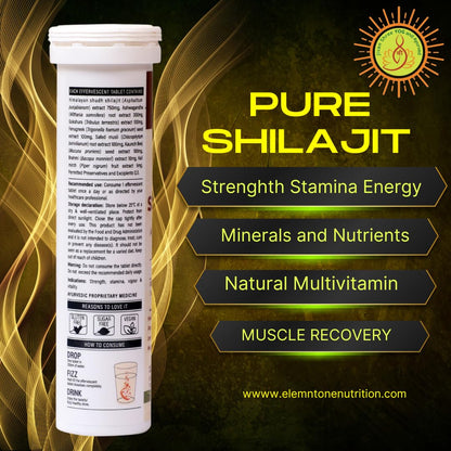 Jivan Shree Yog and Ayurved Combo of Shilajit with Ashwagandha Effervescent Tablets, 15 Tablets, in Pack of 1 Bottle and Shilajit Gummies 30 Gummys Pack of 1