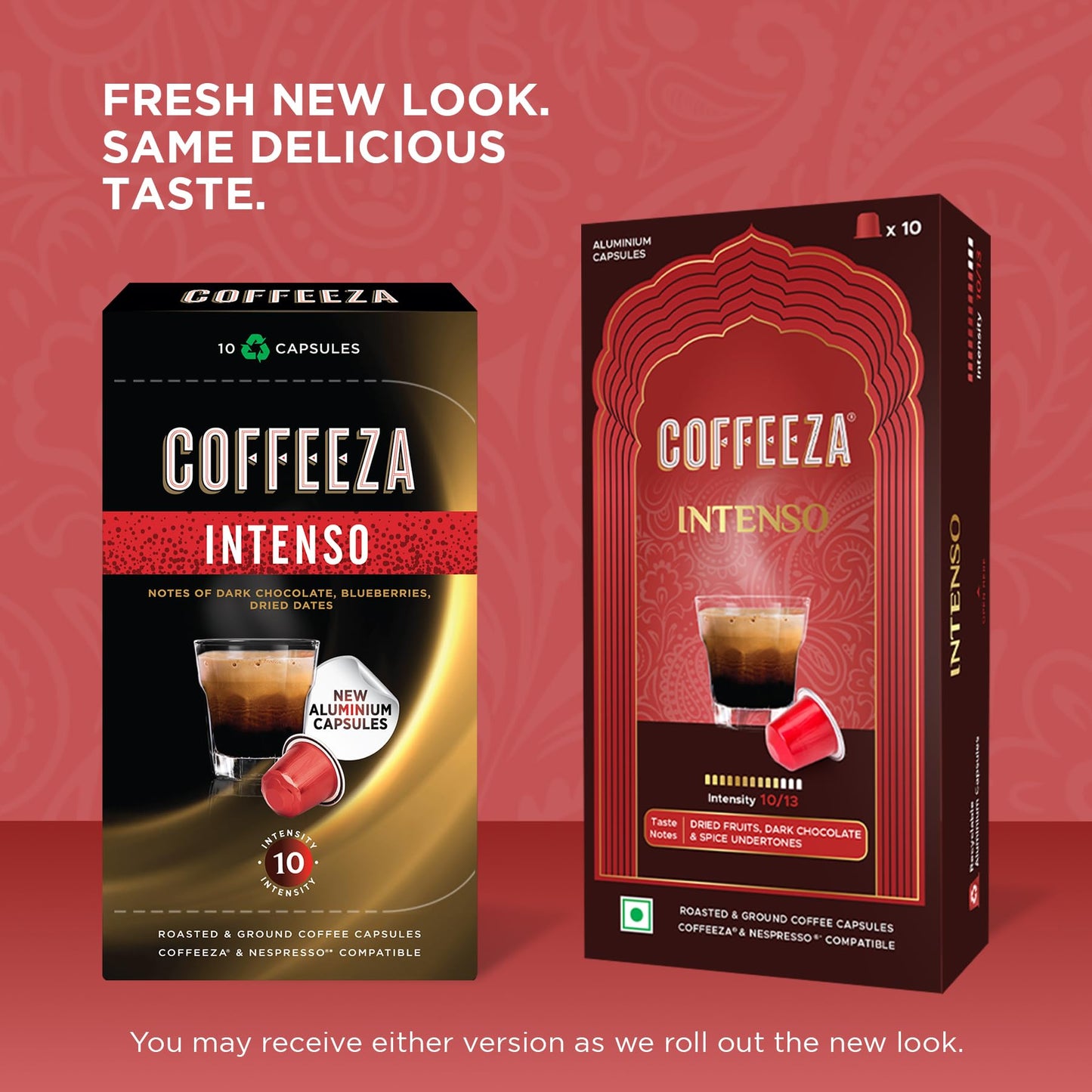 Coffeeza Intenso Aluminium Coffee Capsules, Intensity - 10, Nespresso Compatible Coffee Pods | Box of 1 (10 Capsules) | Brew Cold/Hot