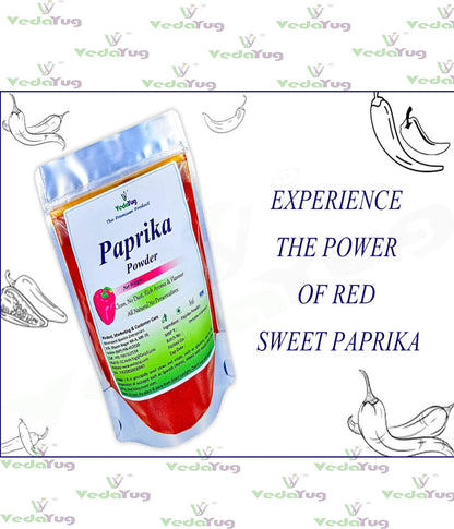 VY VedaYug Red Sweet Paprika Powder 100g | 100% Pure Non-Smoked Paprika | Mild Chilli Powder for Cooking, Pizza, Pasta & Seasoning | No Preservatives