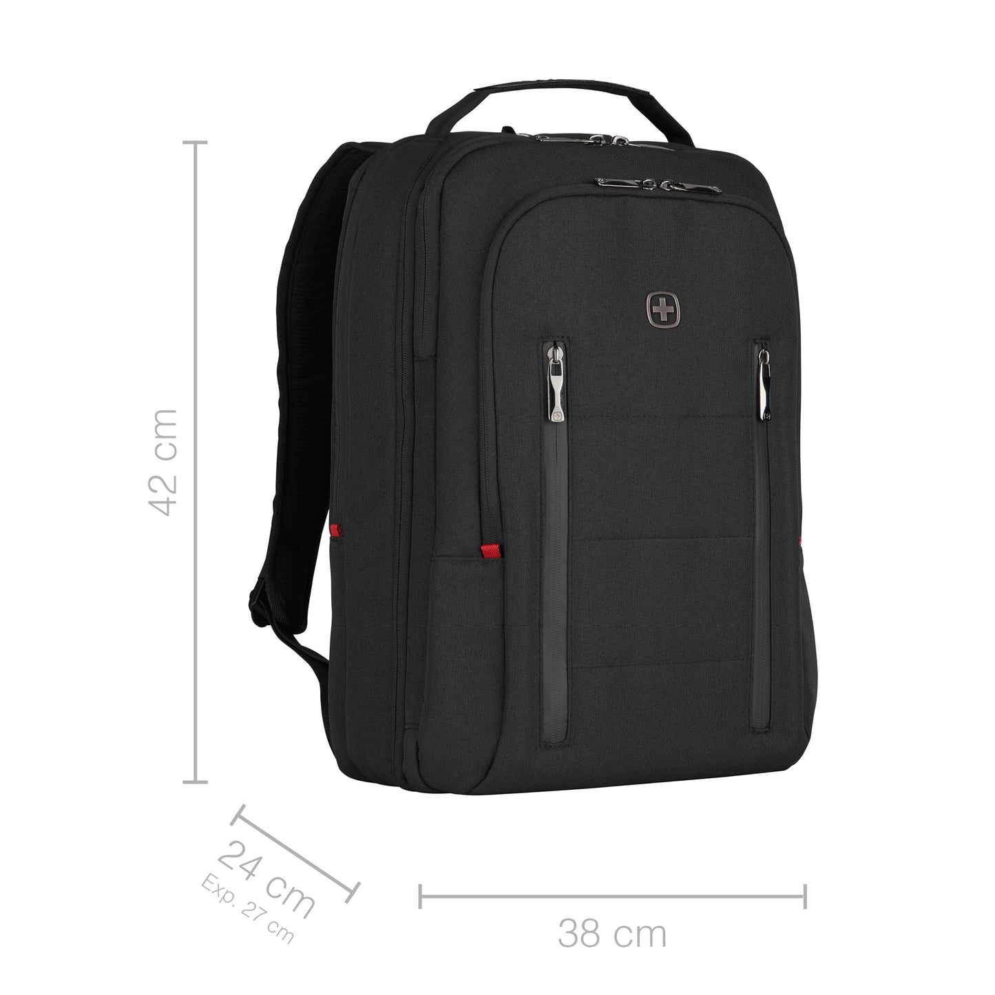Wenger CITY TRAVELER Laptop Backpack for 16 Inch Laptop & 12 Inch Tablet Pocket, Doubles as an overnighter in Black (16 Litre)-blend of style & function, Swiss designed, 606490