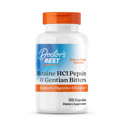 Doctor's Best Betaine Hcl Pepsin & Gentian Bitters (Support Digestive Health) - 120 Caps, 100 grams