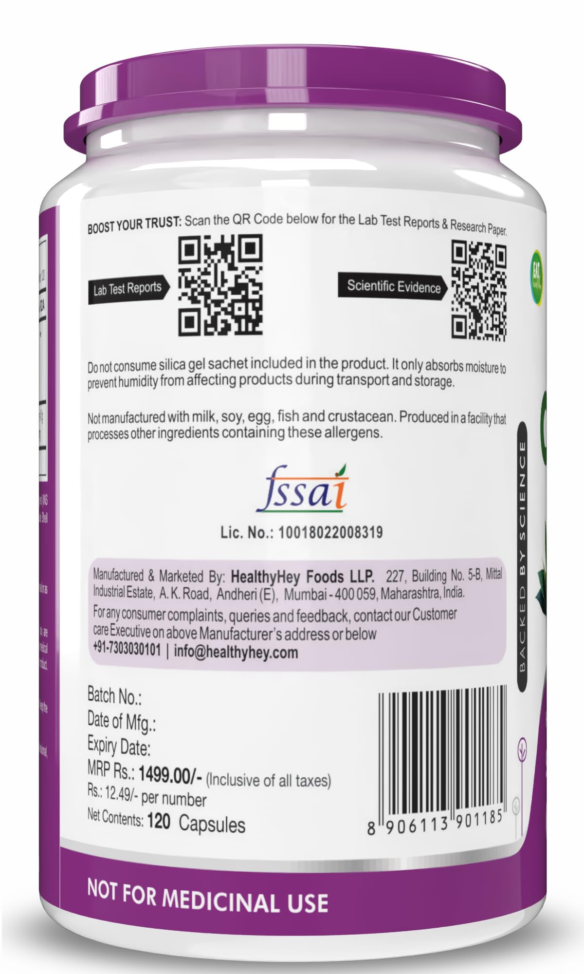 HealthyHey Nutrition Olive Leaf Extract 10% Oleuropein – 120 Vegetarian Capsules