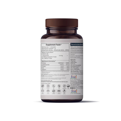 Miduty Vitamin B12 – Active Methylcobalamin - Bioactive B-Complex with B6, B9, B12 – Triple Power Punch Formula for Energy, Mood, Brain & Nerve Support – Fast Absorbing Chewable – 60 Veg Tablets