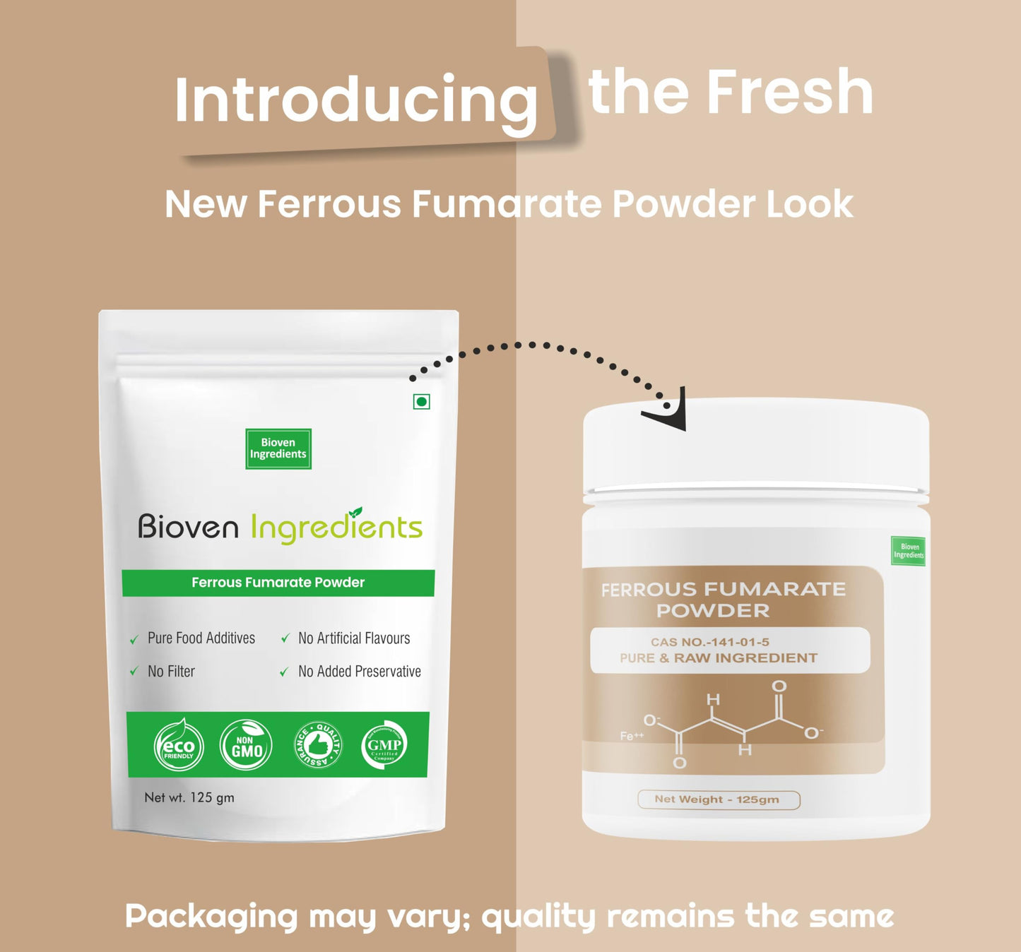 Bioven Ingredients Ferrous Fumarate Powder Food-Grade | Premium Mineral | Nutritional Enhancer & Fortification Agent for Bakery, Beverages, Cereals, Dairy & Processed Foods | 125 g