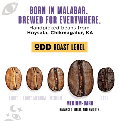 ODD COFFEE ROASTERS Easy Pour Over Coffee Drip Bags | Monsooned Malabar Medium Dark Roasted | Pack Of 10 Sachets Travel-Friendly 100% Arabica Coffee | Ready to Brew in 2 min Just Pour Hot Water