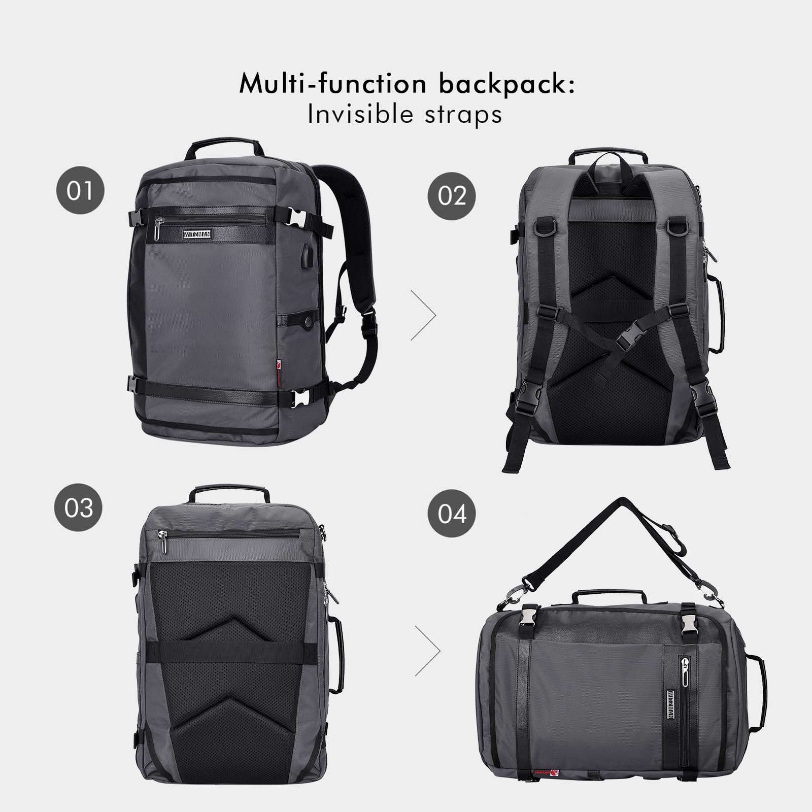 WITZMAN Travel Backpack for Men Laptop Backpack with USB Charging Port- image 3