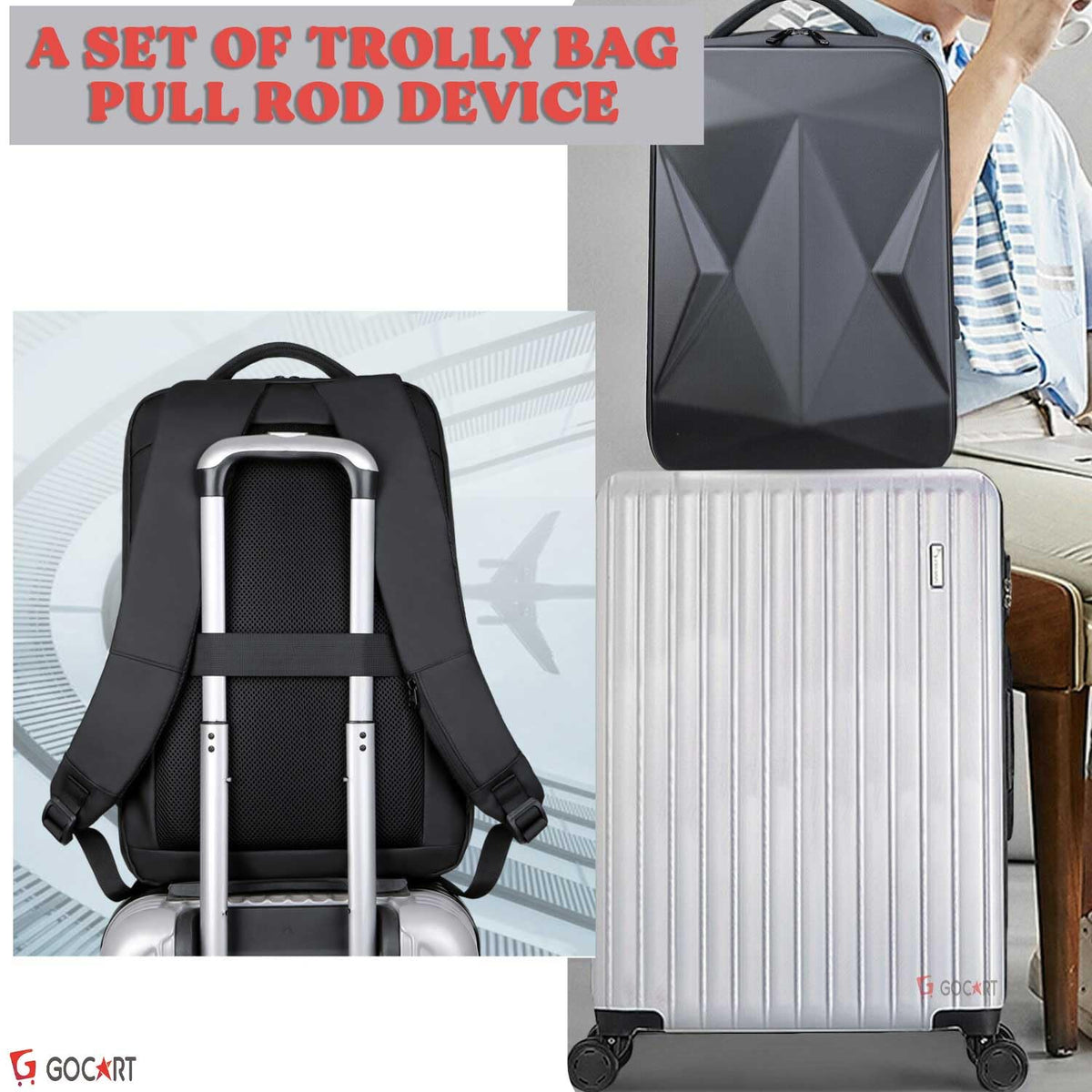 GOCART WITH G LOGO Hard Shell Business Computer Laptop Storage Backpack for Men and Women (Black)