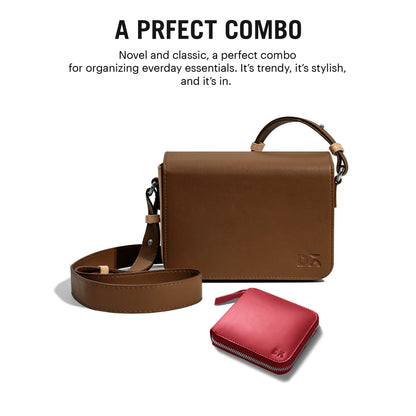 DailyObjects Sol Box Sling Crossbody Bag for Women and Stylish Latest Zip Wallet Purse for Women's & Girls | Durable Vegan Leather | Mobile Sling Bag | Magnetic Closure | Made in India | Combo