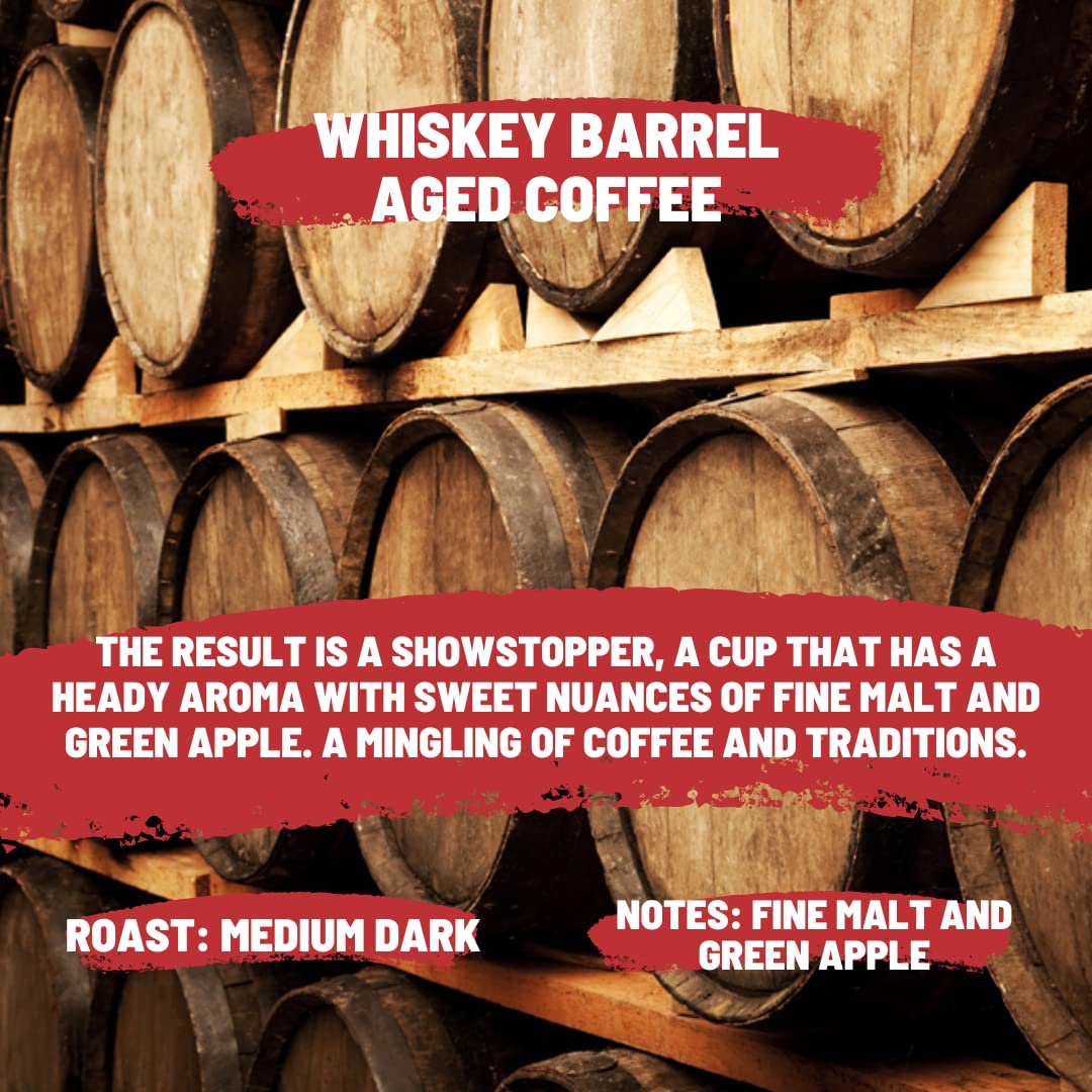 Toffee Coffee Roasters | Easy Brew (Hot Brew) Coffee | Single Malt Whiskey Barrel Aged Grounded Coffee | Pack of 8 Sachets | Medium Dark Freshly Roasted | Notes: Fine Malt & Green Apple