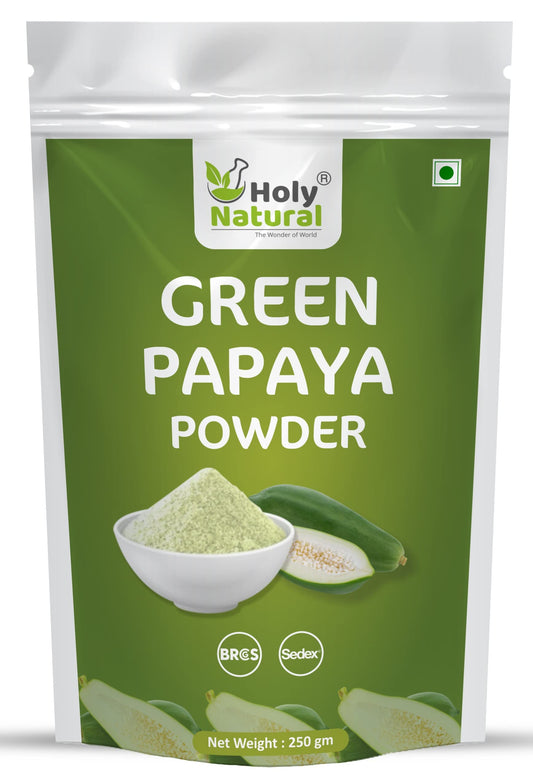 Holy Natural Green Papaya Fruit Powder 250gm, Raw or Kaccha Papaya Powder, Edibl