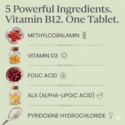 Vlado's Himalayan Organics Vitamin B12 1500mcg with Vitamin D3 | Vitamin B12 Supplements for Men & Women | Methylcobalamin 1500mcg with Vitamin D Tablets with Alpha Lipoic Acid , Folic Acid I B12 Vitamin Tablets - Best Vitamin B-12 Supplement For Men & Wo