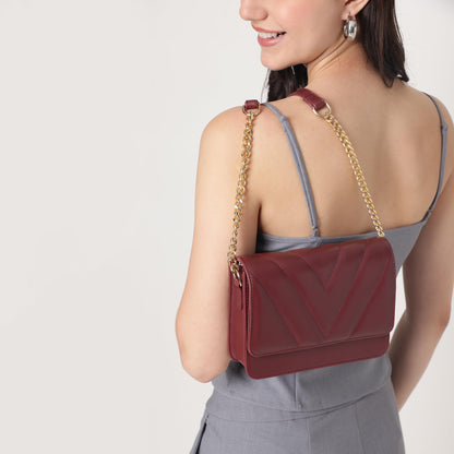Fastrack Pop Sling | Faux-Leather Women’s Handbag | Hardware with Chain Strap, Magnetic Closure & Smart Organised Compartment
