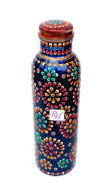 Pure Copper Water Bottle for Ayurvedic Health Benefits (Joint Free & Leak Proof) Hand Painted Art Work