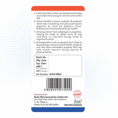 Fytika Vita 365-120 Tabs (Pack of 2) | Multivitamin Tablet for Men & Wo- image 7
