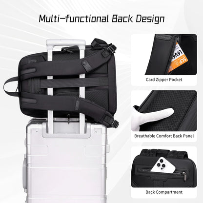 Arctic Hunter Slim Laptop Backpack for Men Women 16L Nylon Water Repellent Lightweight Multiple Pockets Daily Backpack with Metal Buckle for Daily Office College (Black)