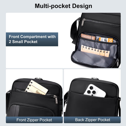 Arctic Hunter Nylon Sling Bag for Men Water Repellent Multiple Pockets Premium Side Messengert Shoulder Bag for 8" iPad Phone Casual Office College Travel, Black