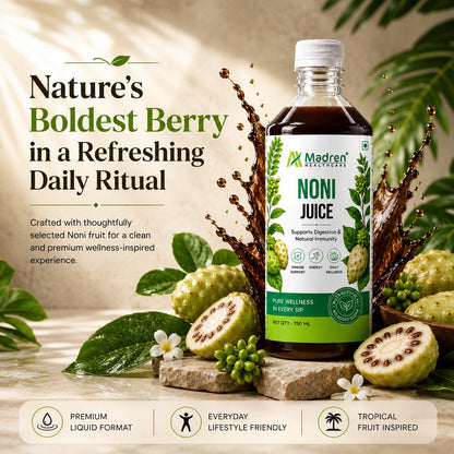 Madren Healthcare Ayurvedic Noni Juice 750ml | Rich in Antioxidants for Immunity & Energy Support | Natural Detox Juice | Supports Overall Wellness & Vitality | No Added Sugar | Daily Health Supplement for Men & Women