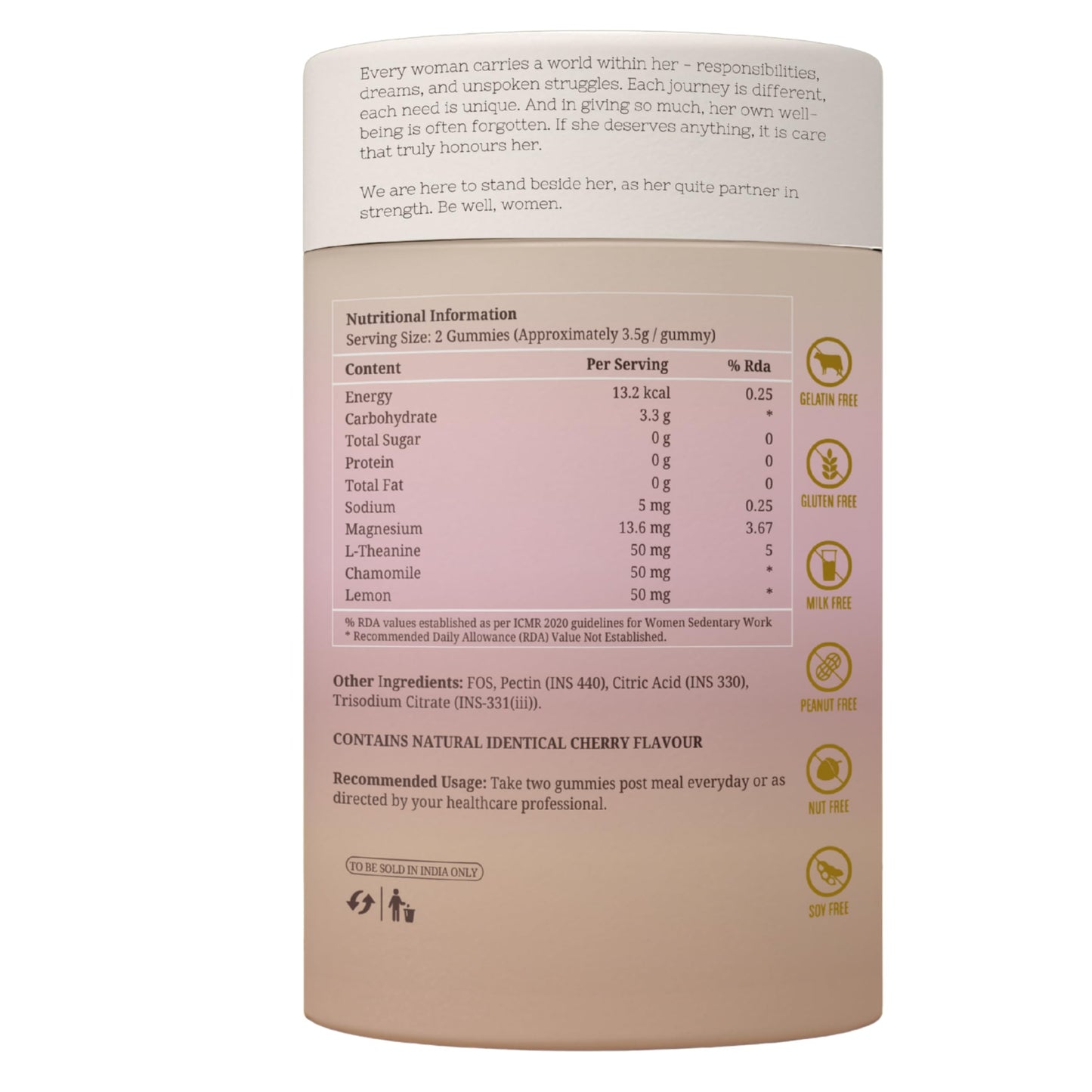 Her Highness CALM Stress Relief Gummies for Women | 30 Gummies | Magnesium, L-Theanine, Chamomile | Stress Support, Emotional Balance, Focus & Relaxation | No Added Sugar | No Added Preservatives | 100% Veg | Cherry Flavour