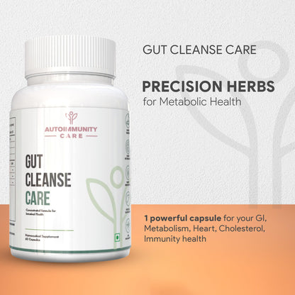 Autoimmunity Care Gut Cleanse | Berberine HCL & Herbal Blend for Gut Health, Sugar Control, Immunity, Liver Detox & Metabolism Support | 60 Capsules